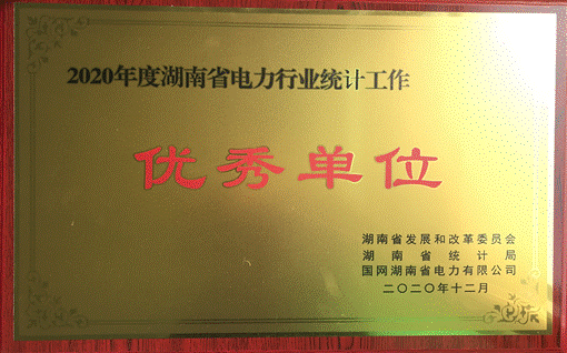 九州酷游集团股份有限公司株洲航电分公司荣获“2020年度湖南省电力行业统计优秀单位”称号